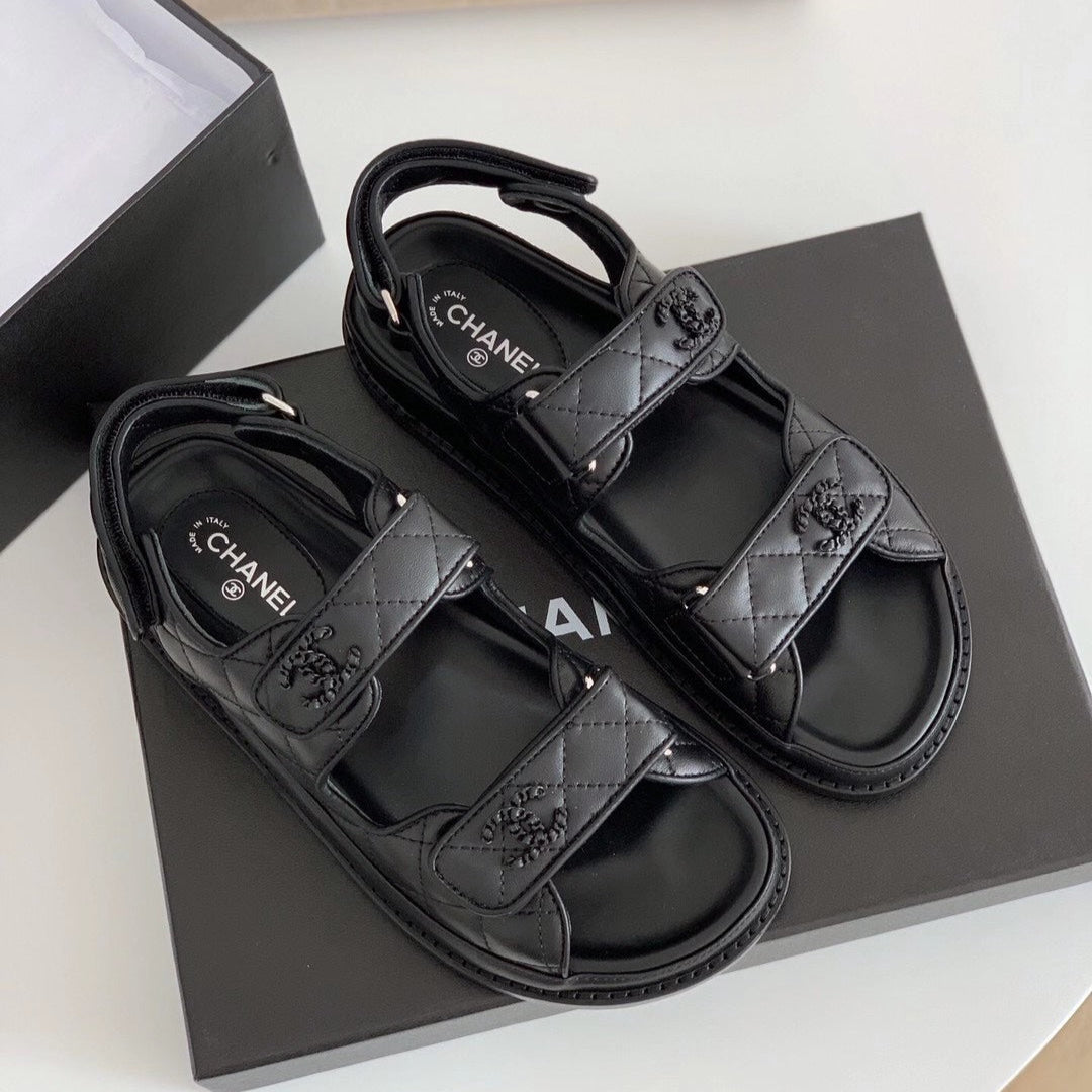 CC Dad Sandal All Black Calfskin
