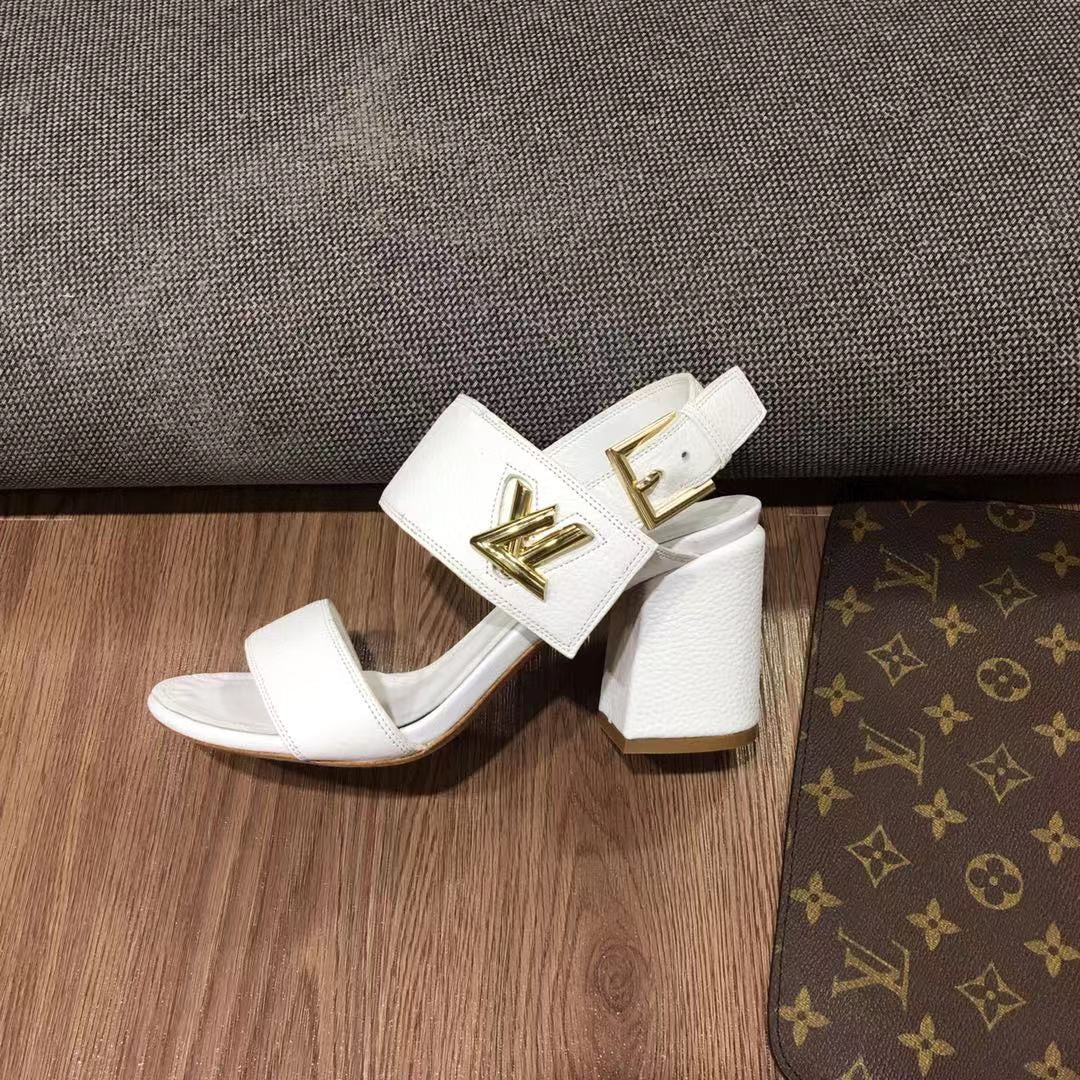 LV Horizon Ankle Strap Sandals 75mm White Calfskin
