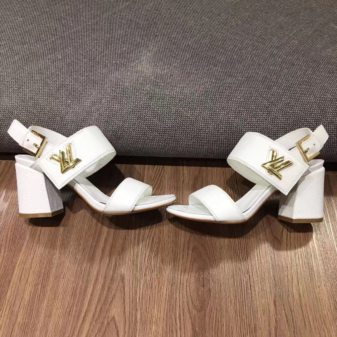 LV Horizon Ankle Strap Sandals 75mm White Calfskin