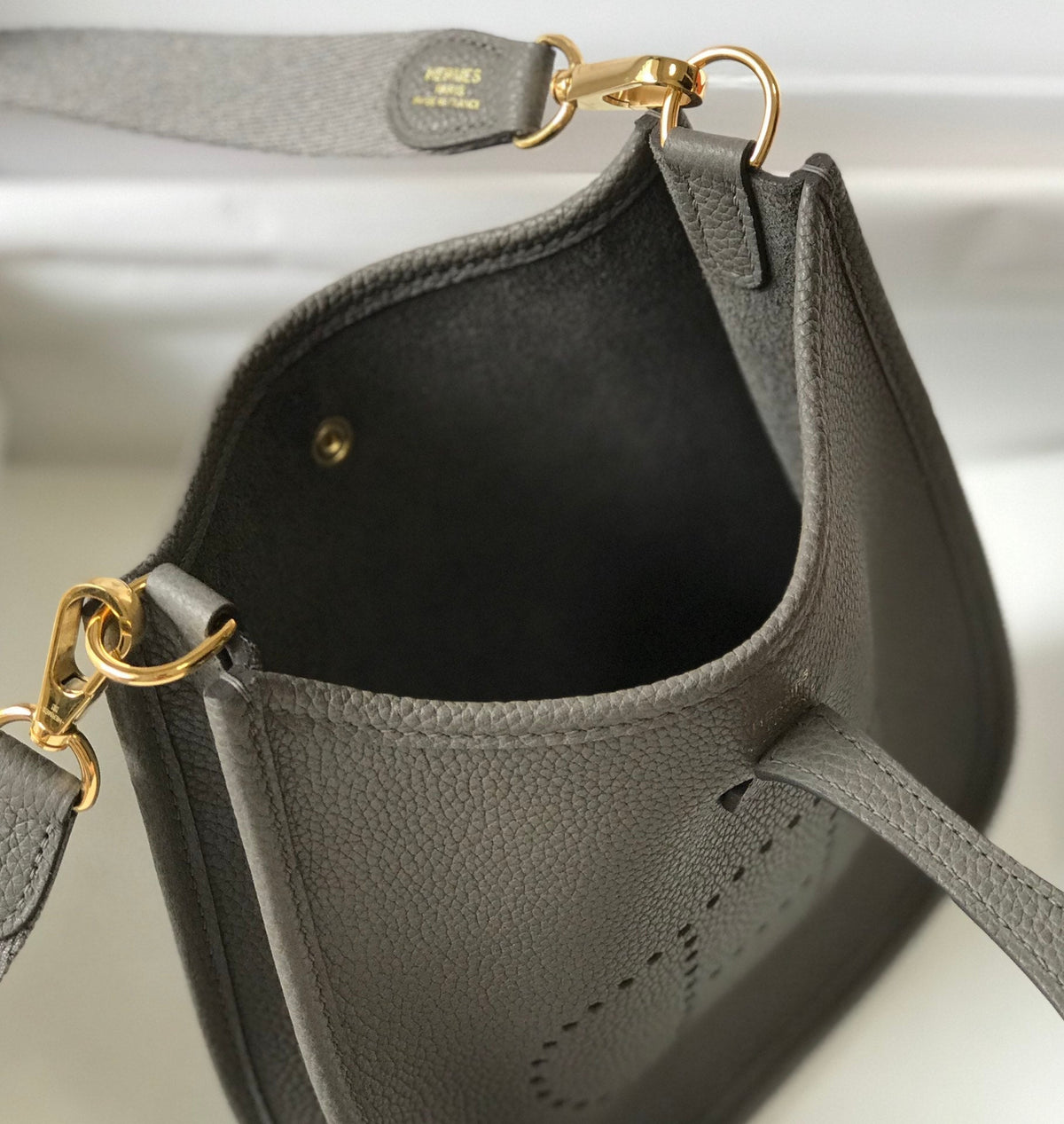 Mini Evelyne 18cm Dark Grey Togo Ghw