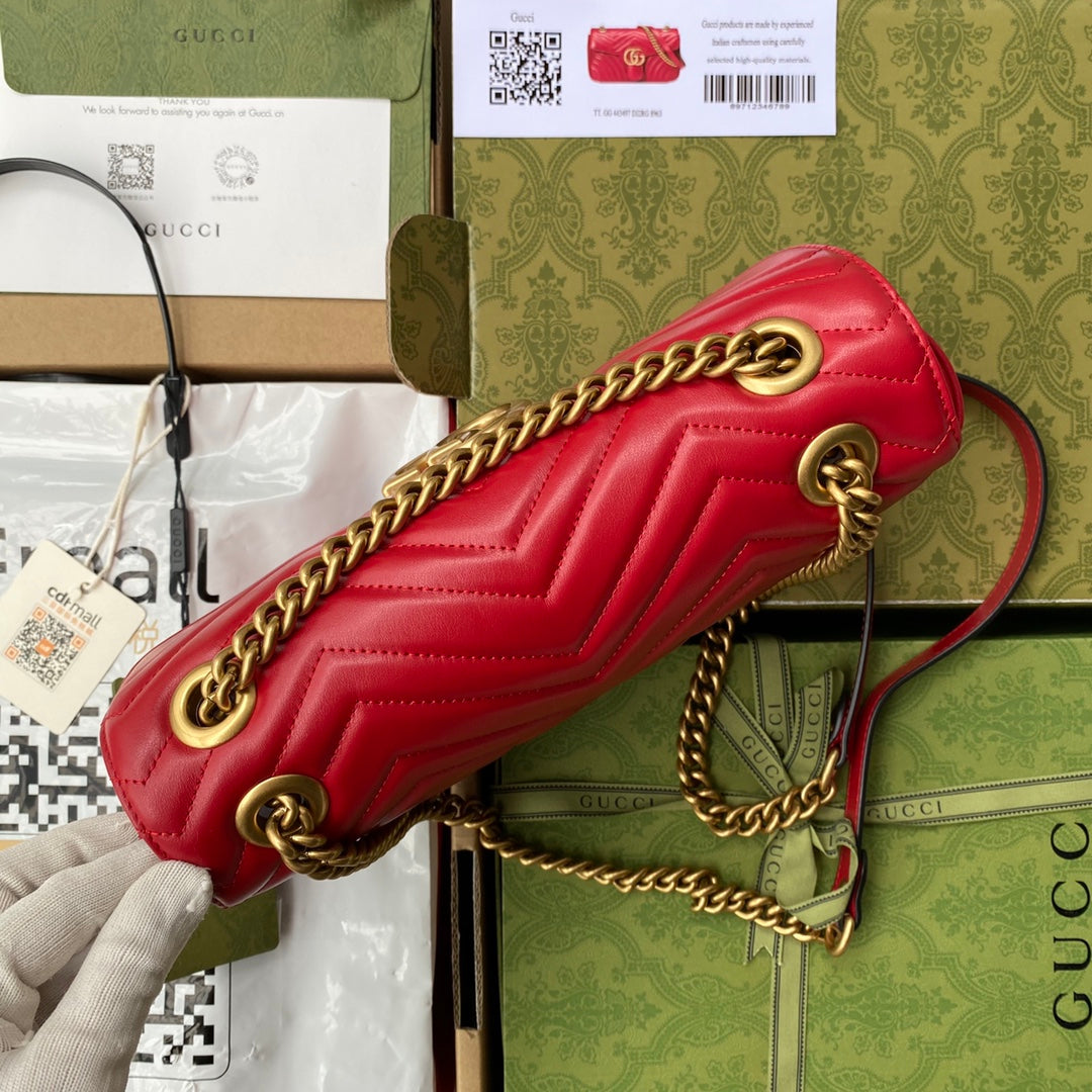 gg marmont 26cm red calfskin gold hardware