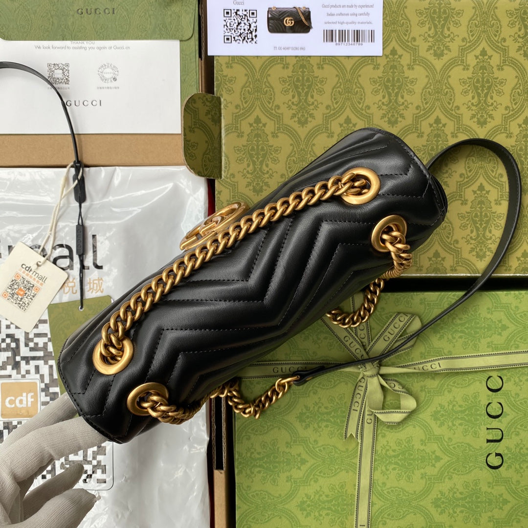 gg marmont 26cm black calfskin gold hardware