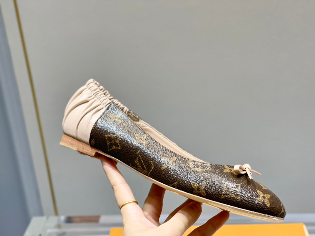 LV Joy Ballerina Dark Brown Mix Beige Monogram Calfskin