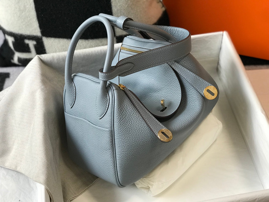 HM LINDY 30 BAG TEMPERED GRAY TAURILLON CLEMENCE LEATHER