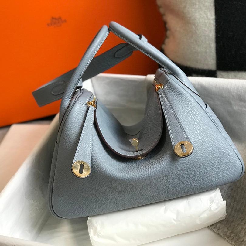 HM LINDY 30 BAG TEMPERED GRAY TAURILLON CLEMENCE LEATHER