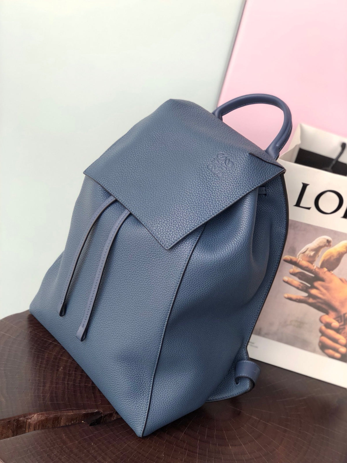 LOEWE FLAMENCO BACKPACK 31 IN NAVY BLUE CALFSKIN