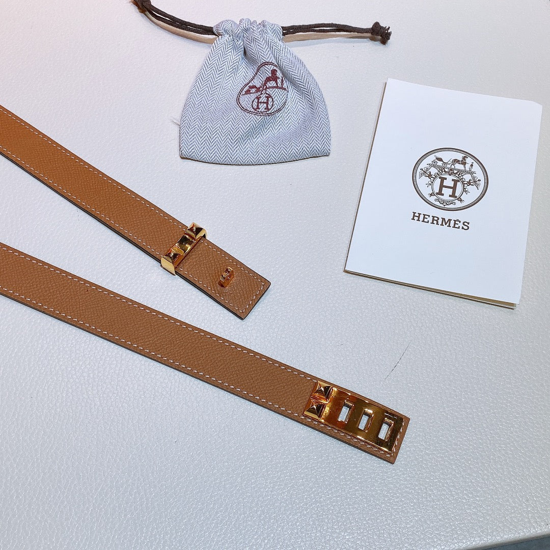 collier de chien belt 24mm brown epsom gold buckle