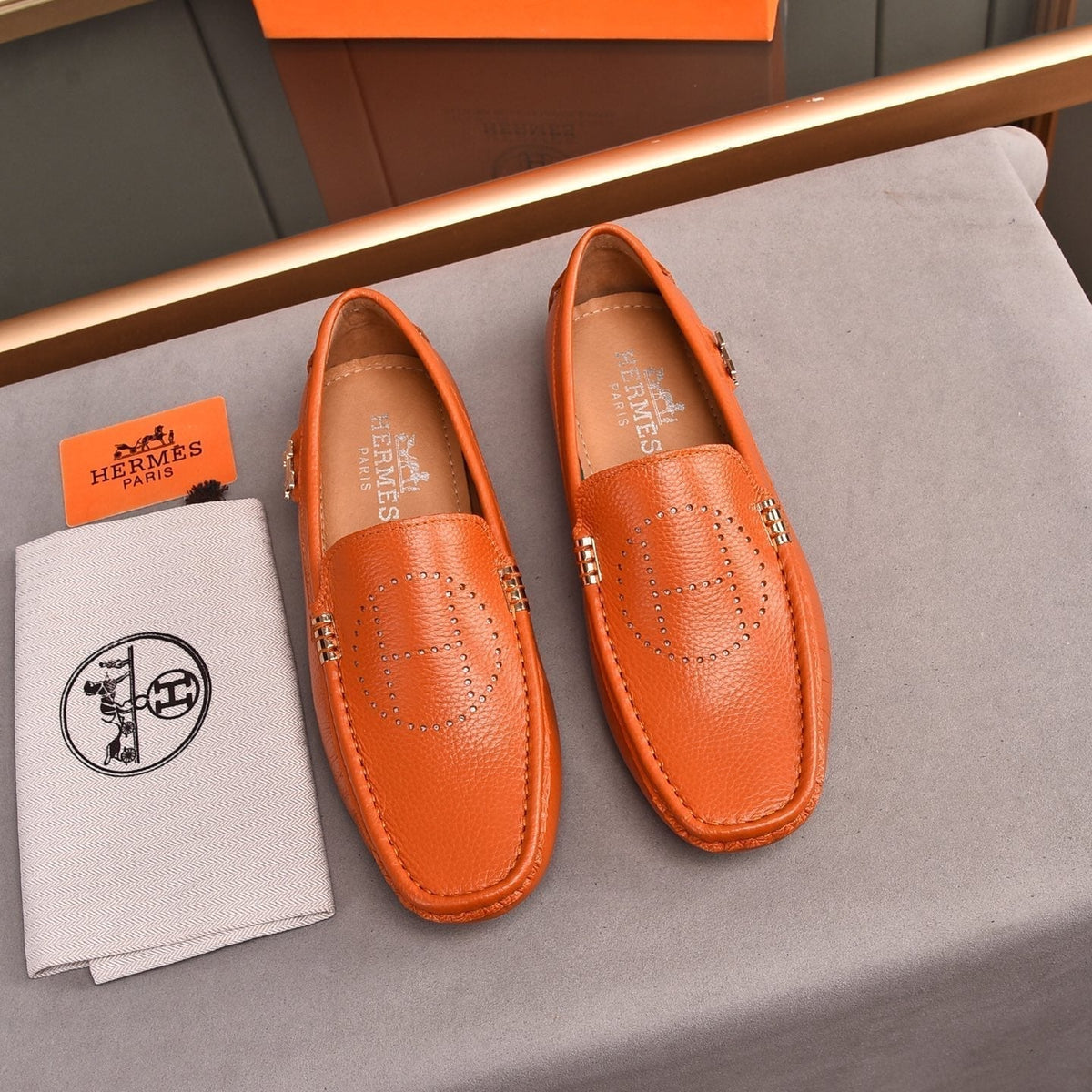 HM Men's Loafer Vibrant Orange Cowhide 509528