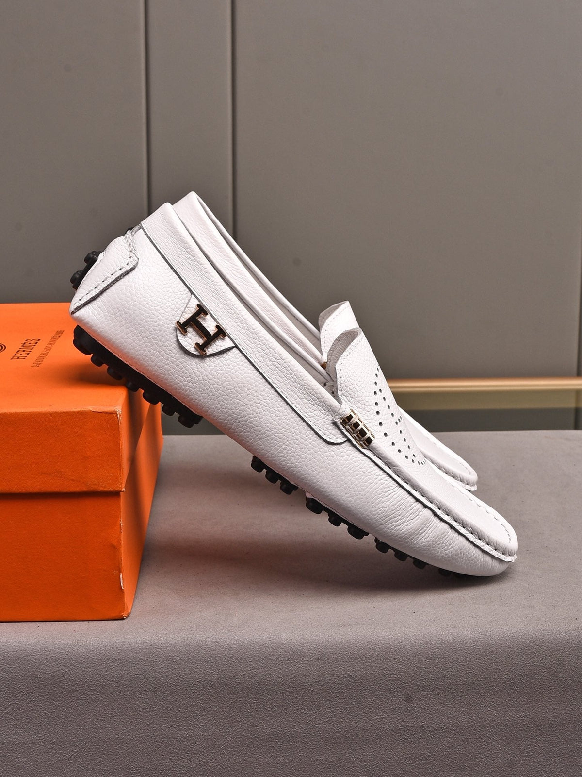 HM Men's Loafer White Cowhide 509529