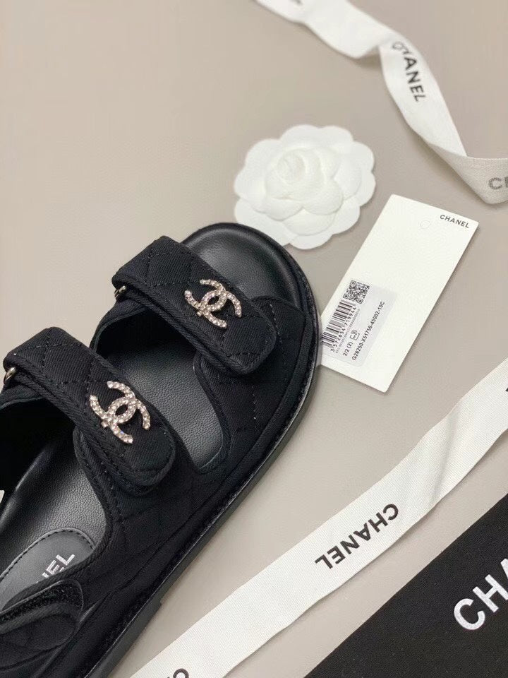 CC 25S Dad Sandal Black Denim Calfskin