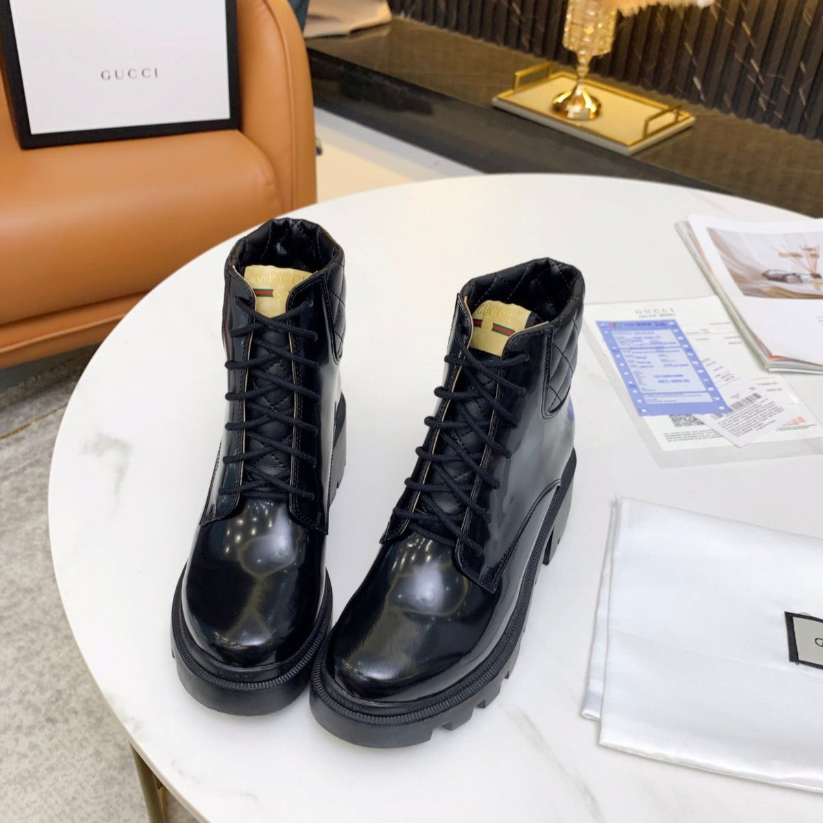 GG ankle boots black patent leather 397791