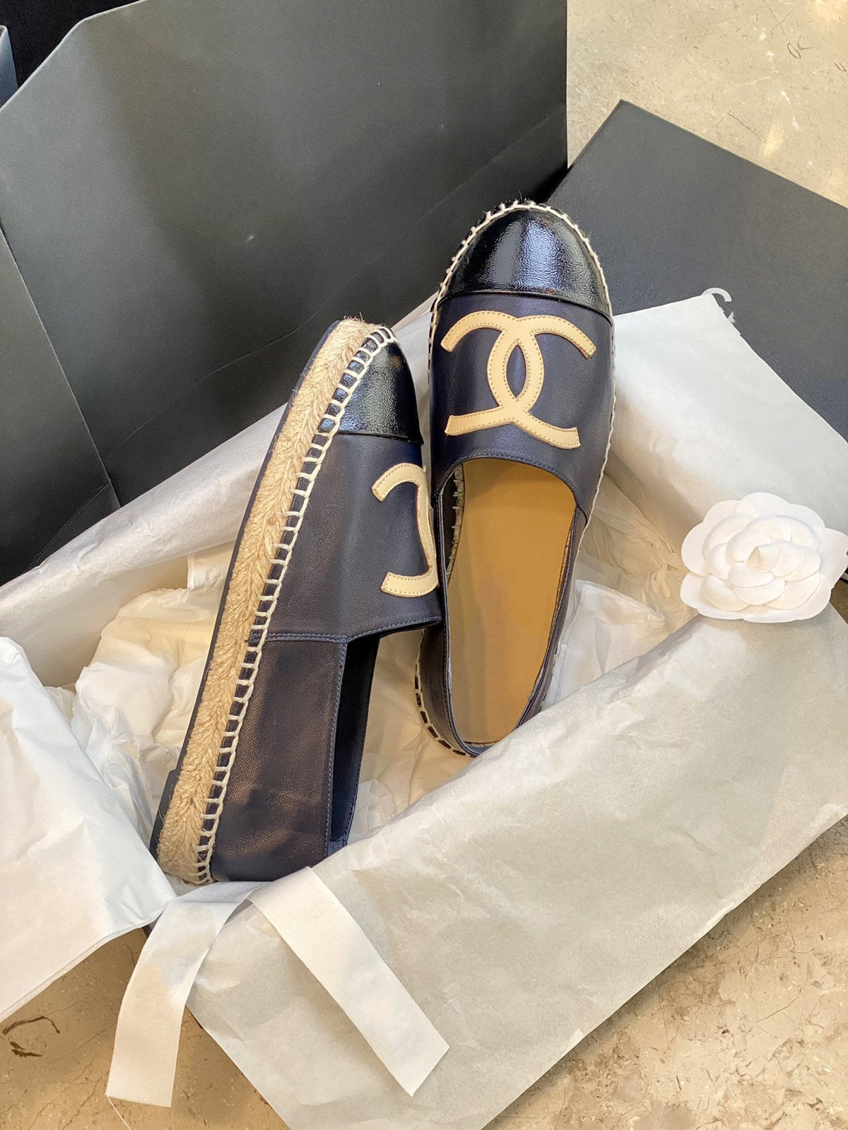 espadrilles dark blue black lambskin