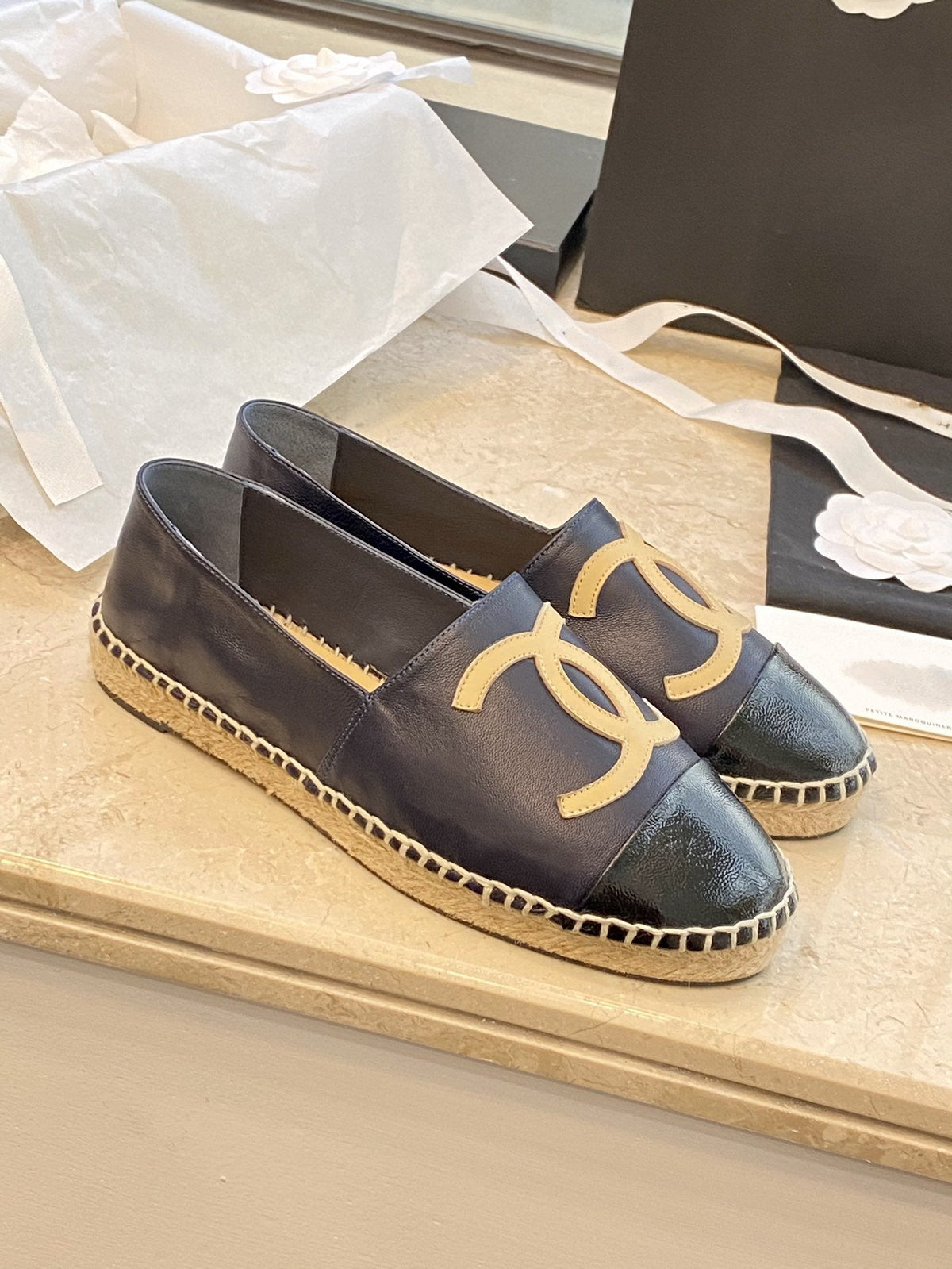 espadrilles dark blue black lambskin