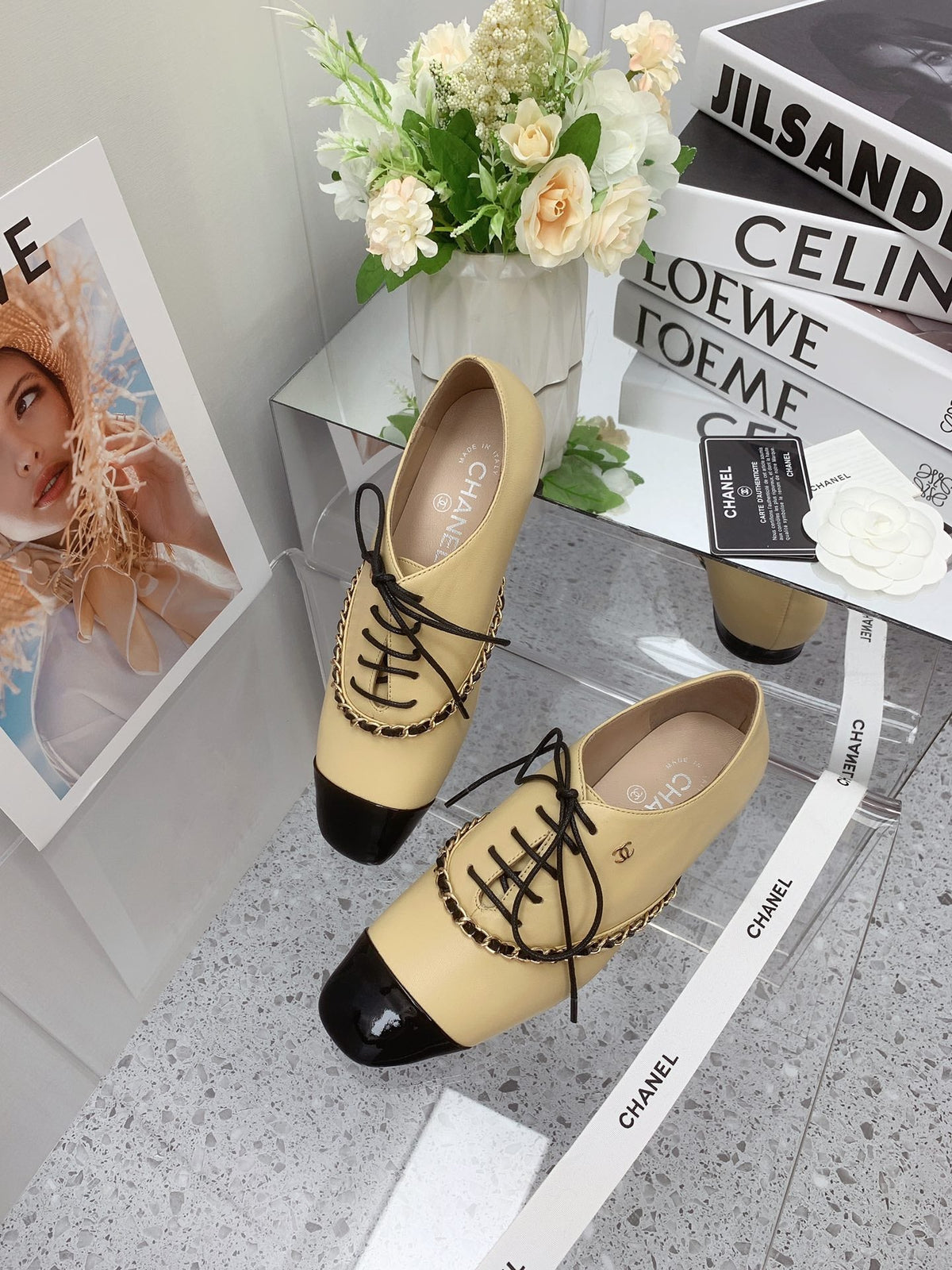 Chanel 2026 Oxfords Lace Up Loafers Cowhide 162108