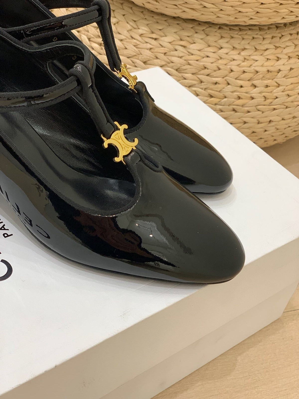 Celine Mary Jane Black Patent Leather 237236