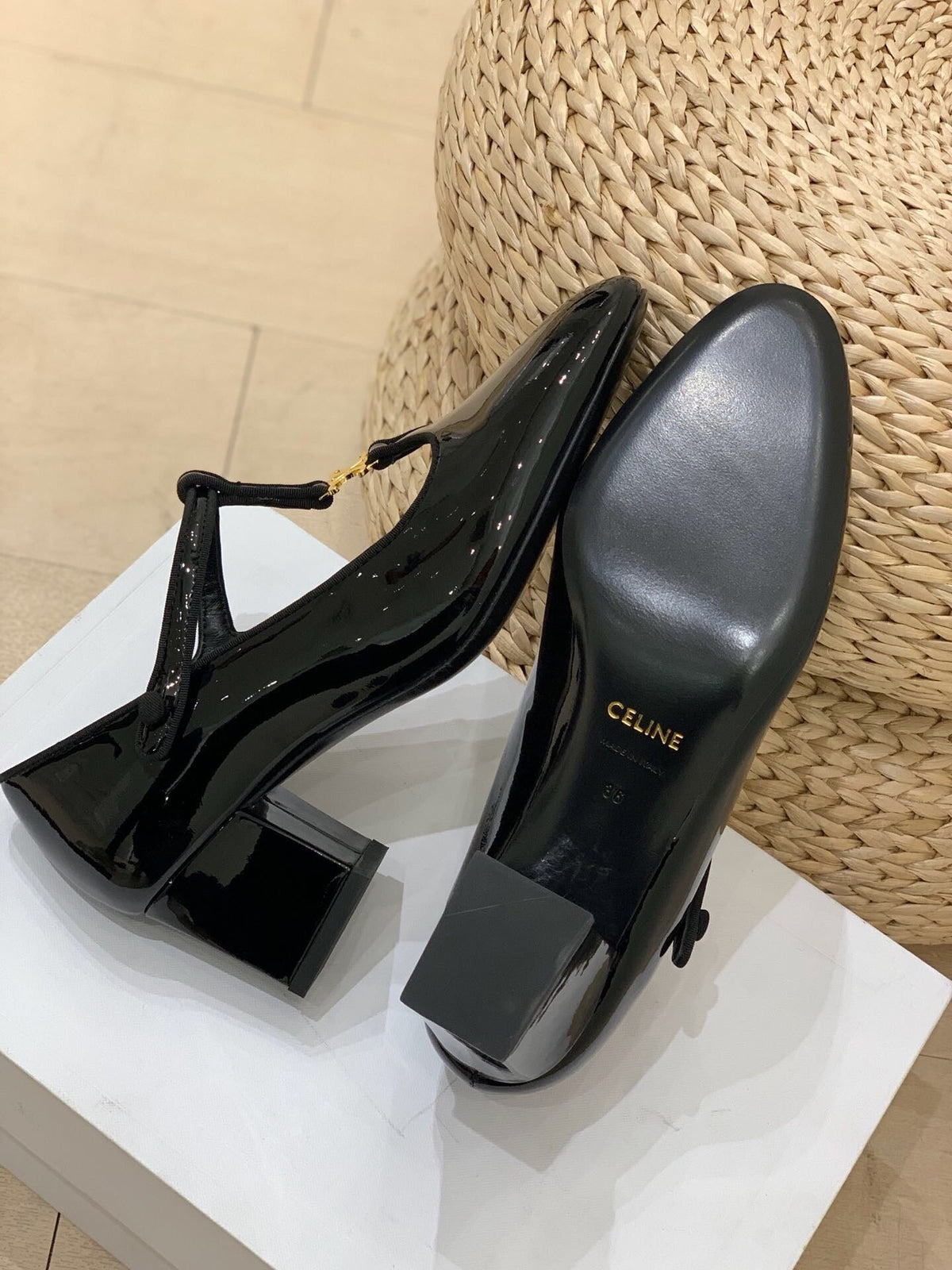 Celine Mary Jane Black Patent Leather 237236