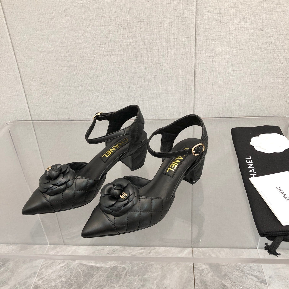 CC 25C 5CM Slingback Flats Black Leather 213242