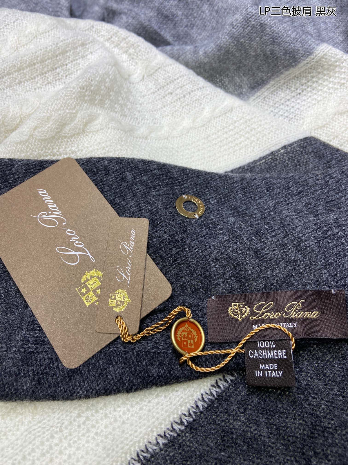LP Scarf 190 CM In Grey White Mix Black Cashmere  649676