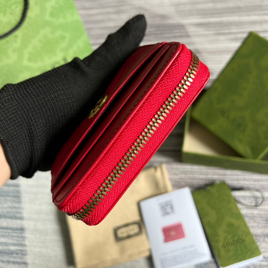 GG MARMONT MINI 11 WALLET CHERRY RED CALFSKIN