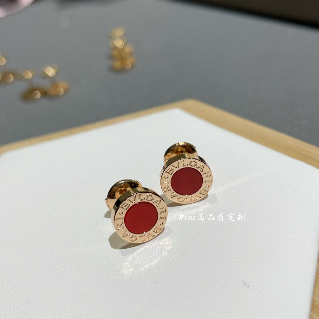 BVL EARRINGS CLUSTER CARNELIAN PINK GOLD