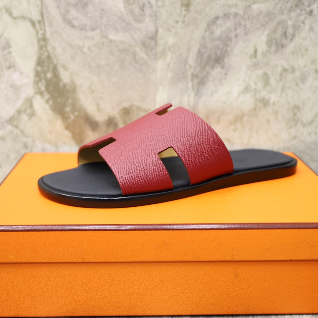 HM IZMIR SANDAL BLACK AND CHERRY CALFSKIN