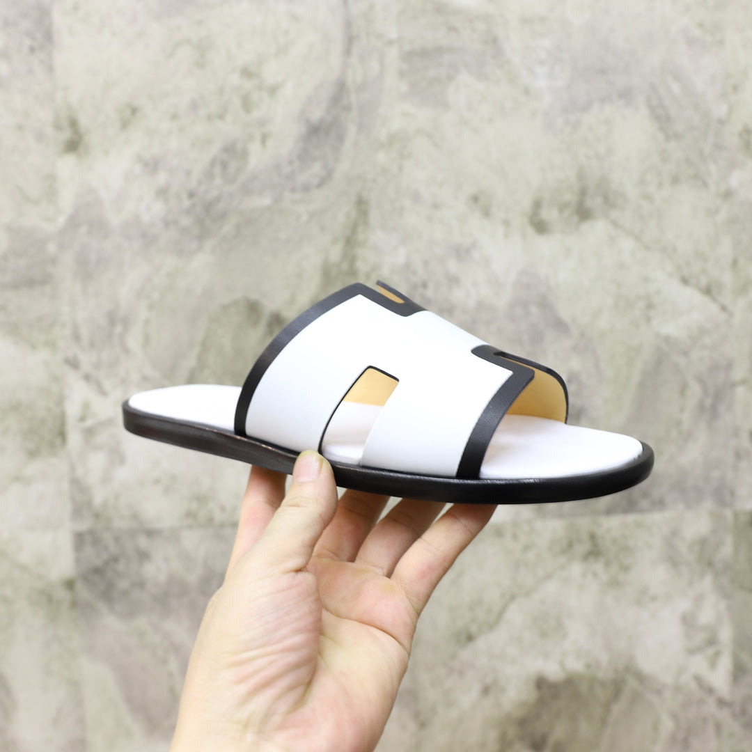 HM IZMIR SANDAL WHITE AND BLACK CALFSKIN