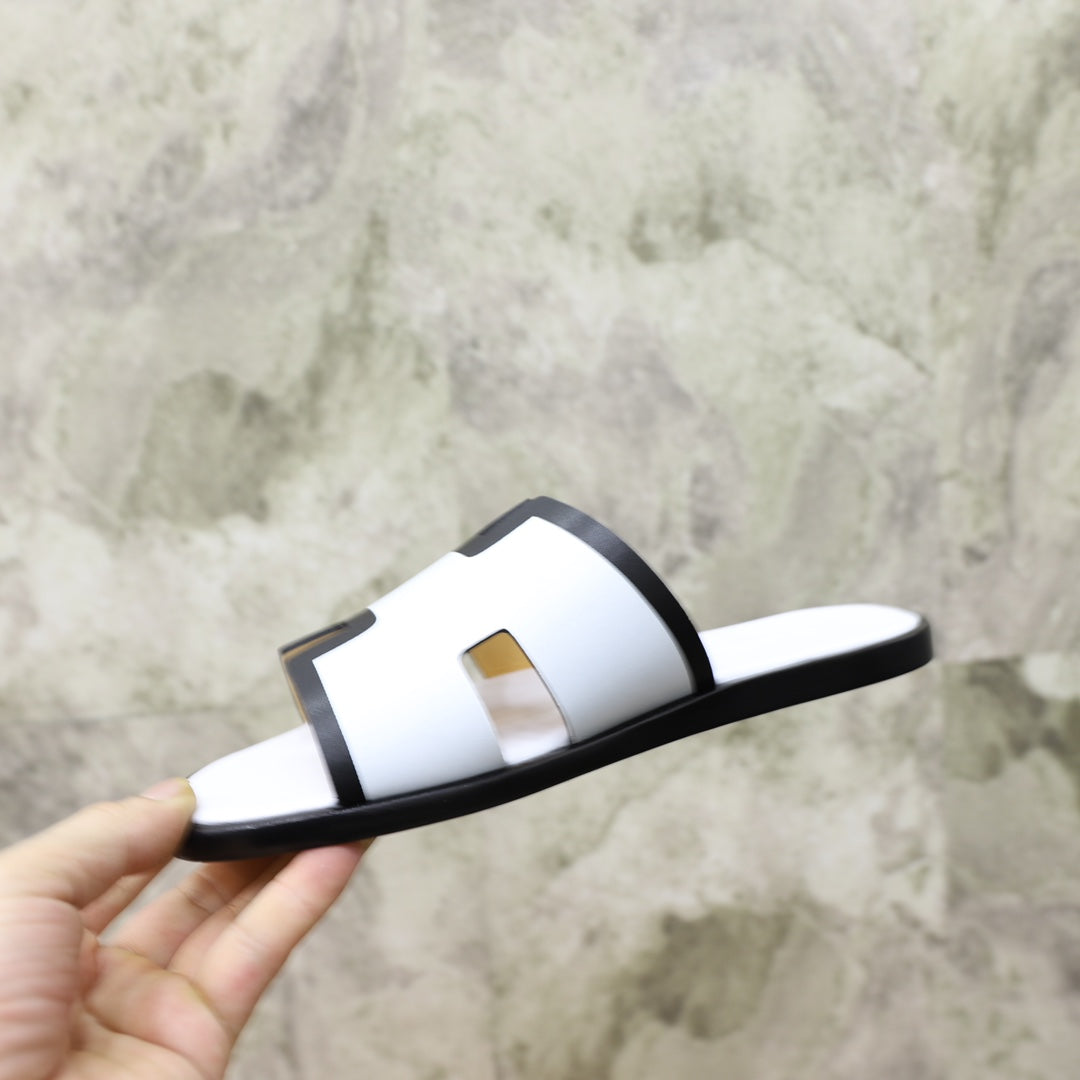 HM IZMIR SANDAL WHITE AND BLACK CALFSKIN