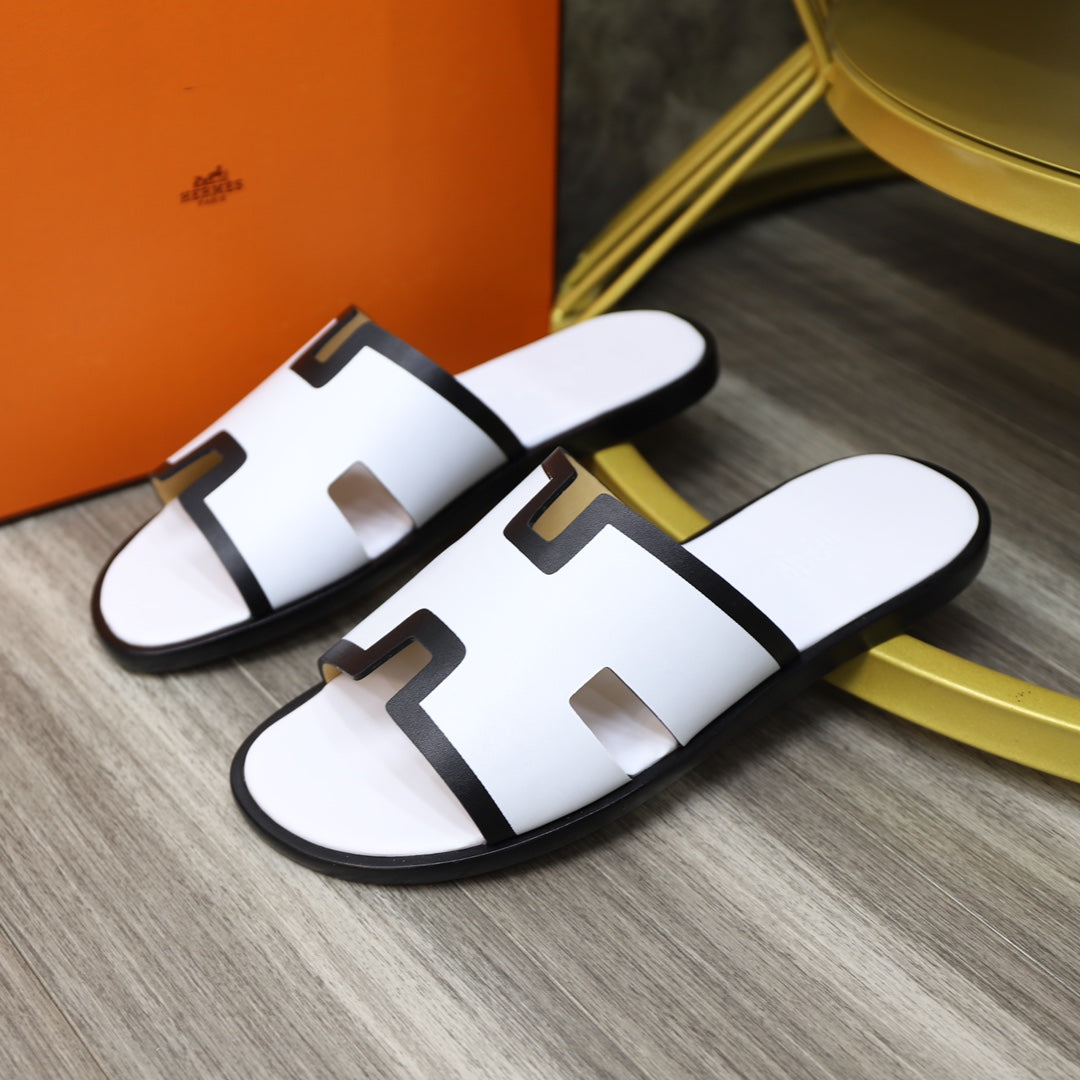 HM IZMIR SANDAL WHITE AND BLACK CALFSKIN