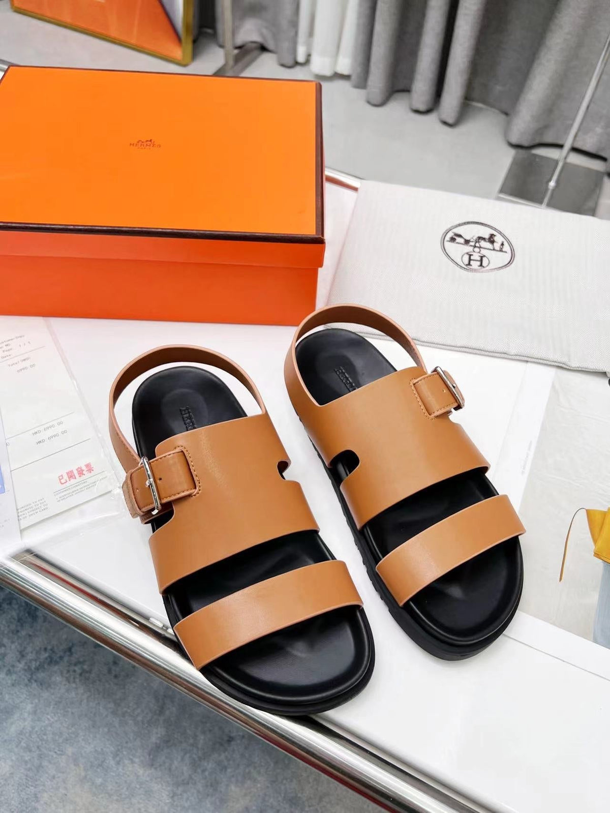 HM HENRIO SANDAL COPPER CALFSKIN
