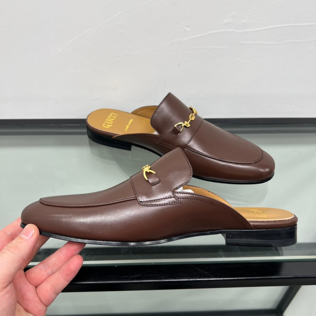 GG Men's Mule Brown Premium Calfskin 559040