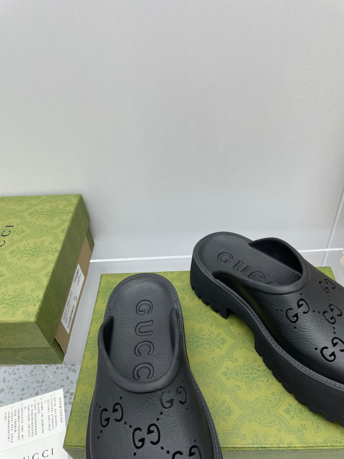 GG PLATFORM PERFORATED G 55 SANDAL BLACK IP FOAM