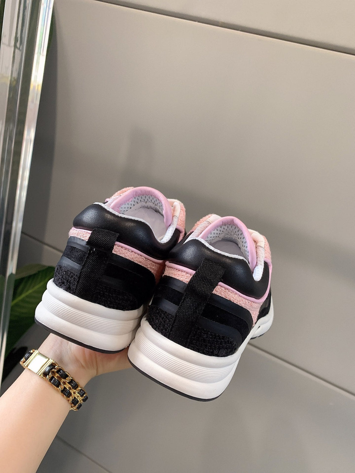 CC Sneaker In Black Mix Pink Wool 145624