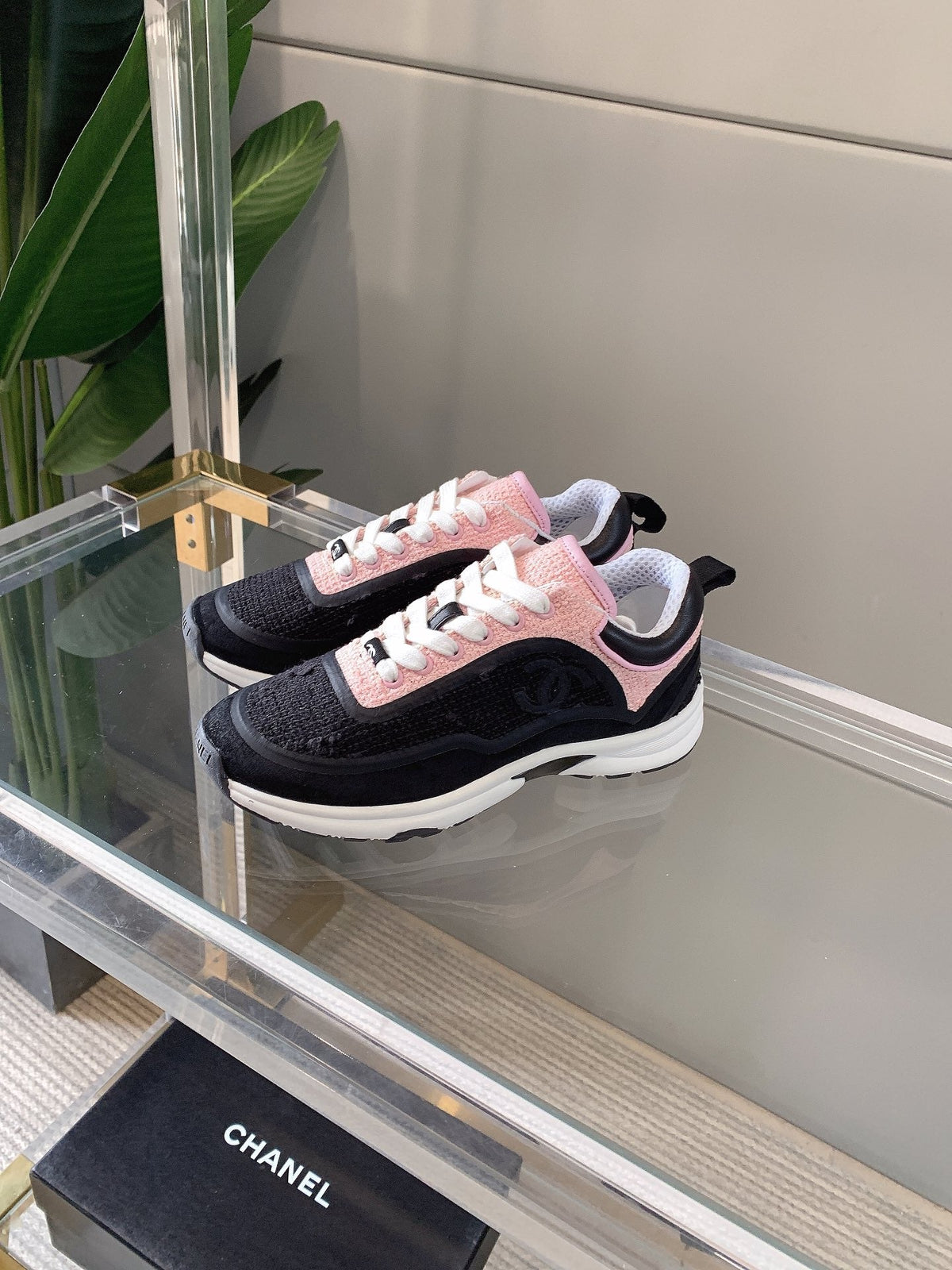 CC Sneaker In Black Mix Pink Wool 145624
