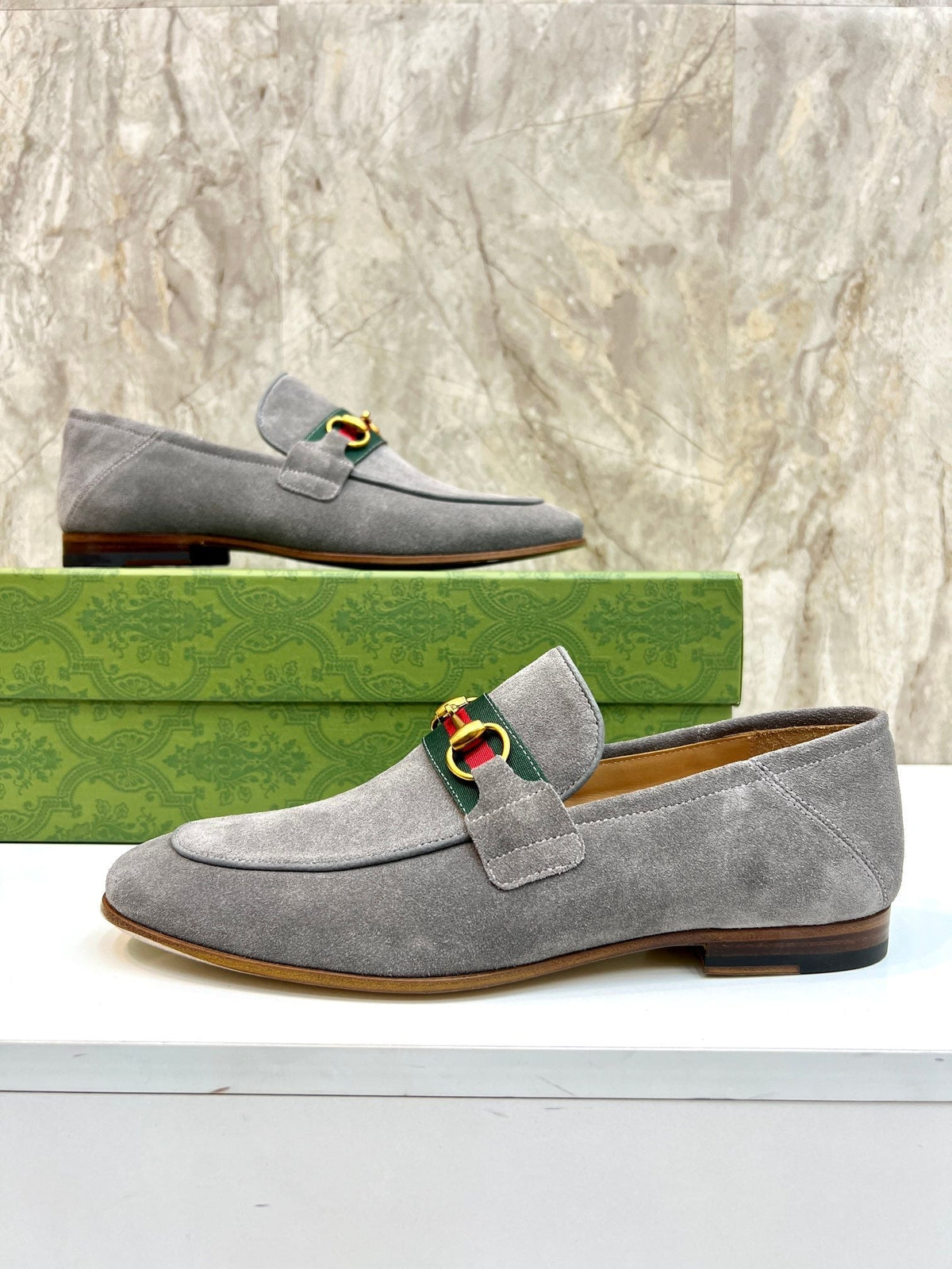 GG Men's Horsebit Loafer Grey Suede 550326