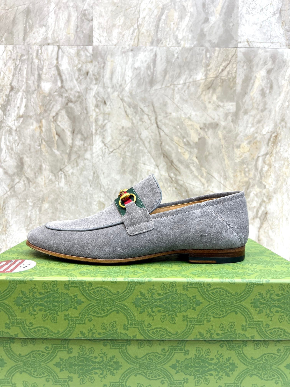 GG Men's Horsebit Loafer Grey Suede 550326