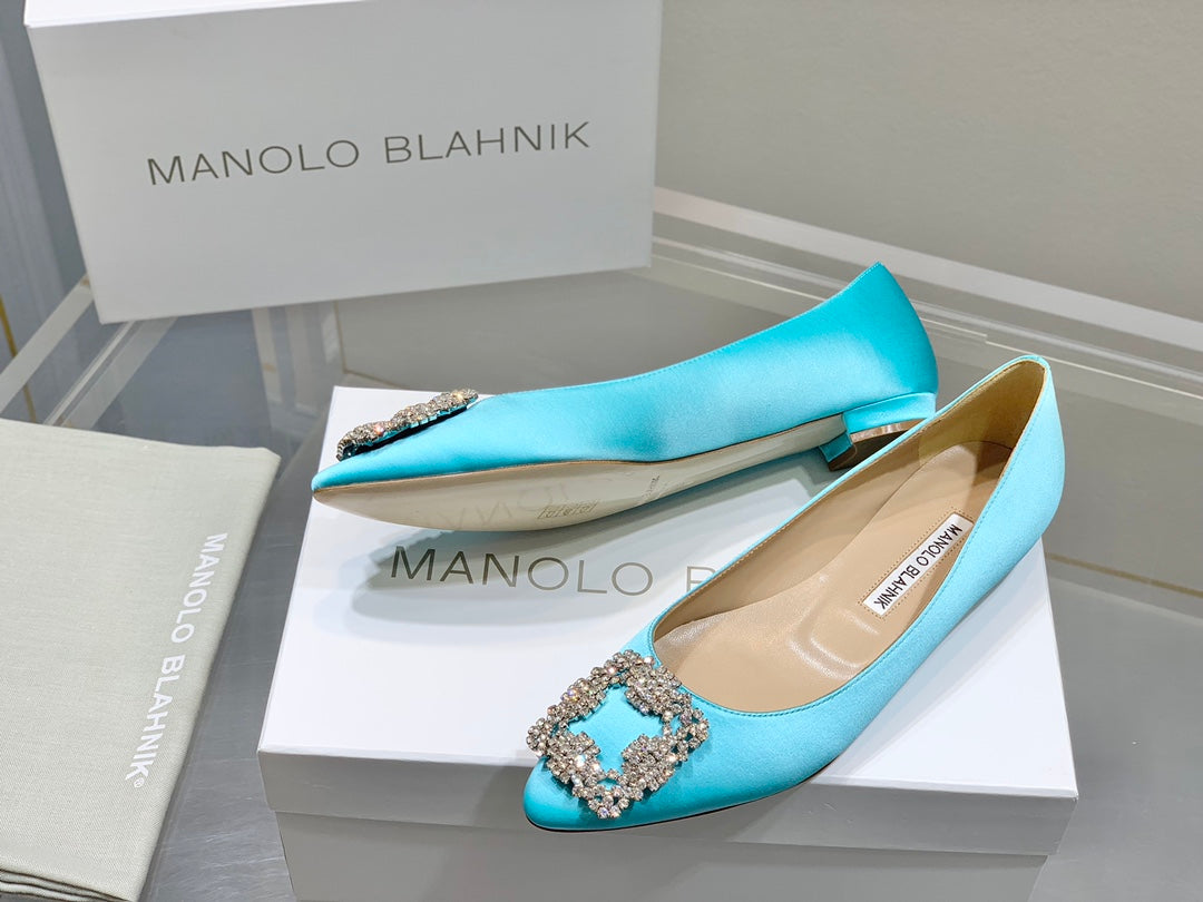 Manolo Diamond Buckle Pumps Electric Silk 327503