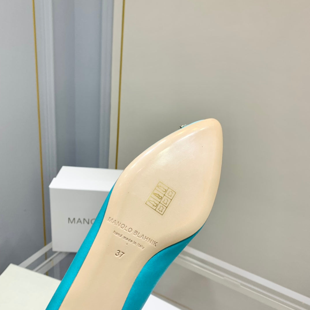 Manolo Diamond Buckle Pumps Electric Silk 327503