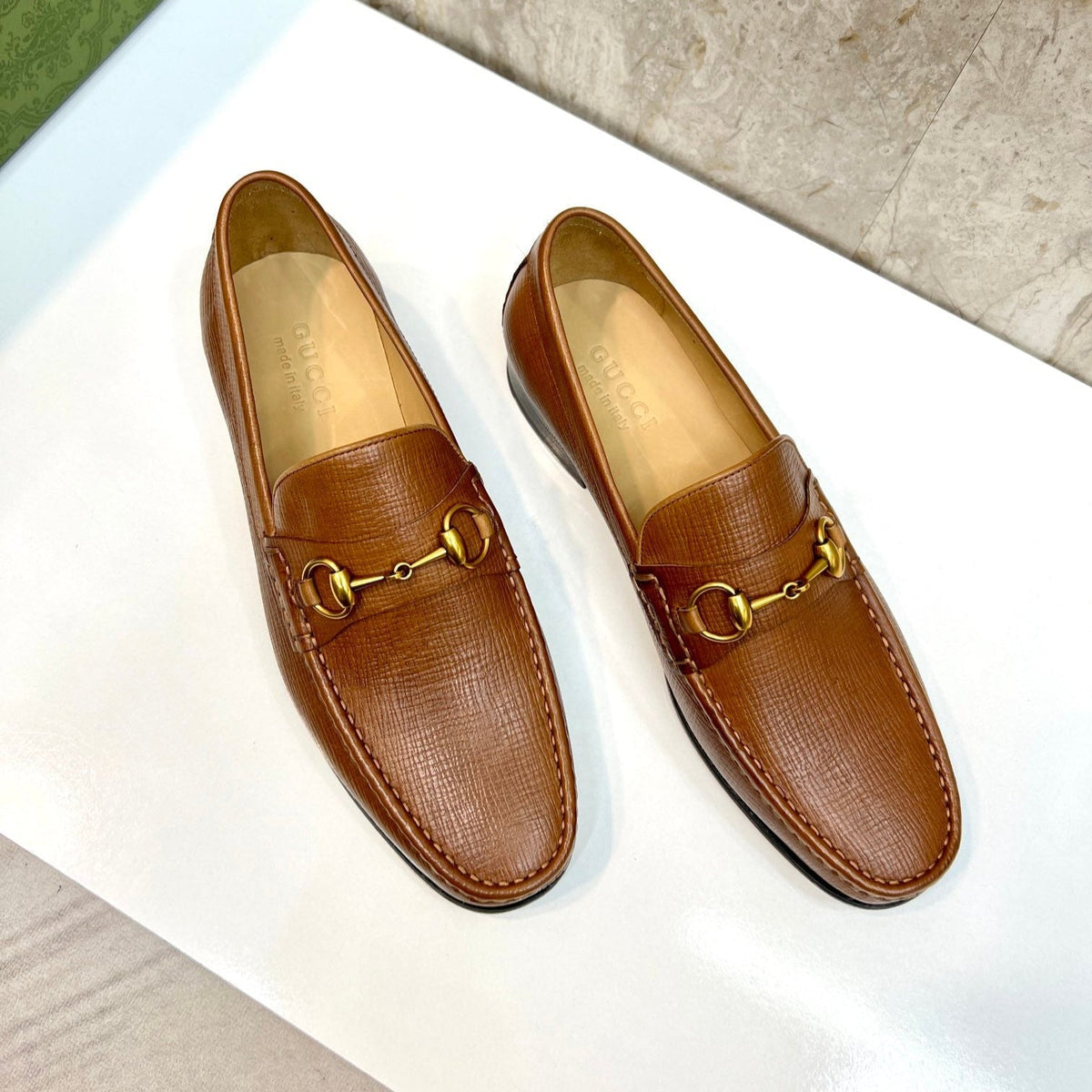 GG Men's Horsebit Loafer Brown Embossed Cowhide 522564