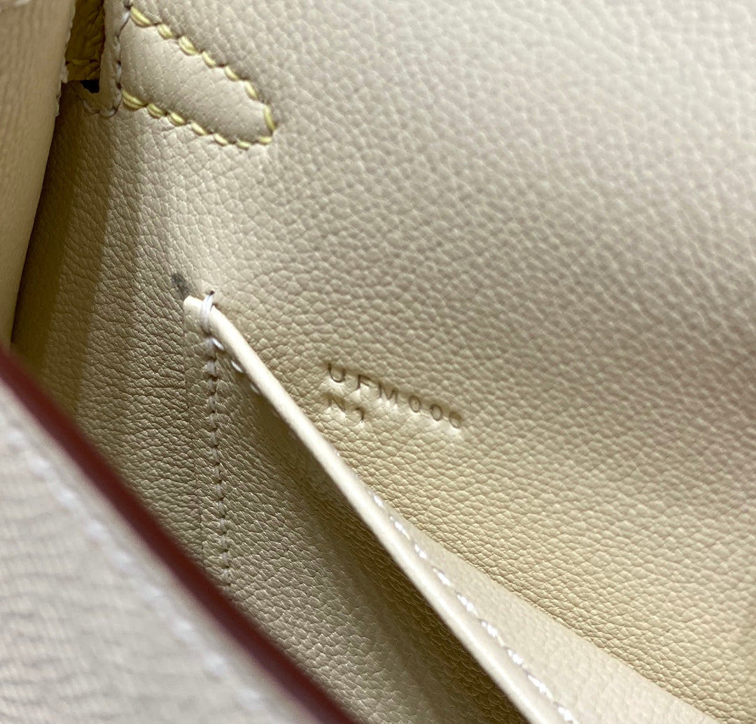 HM Mini Kelly 19cm Cream Yellow Epsom Silver Hardware
