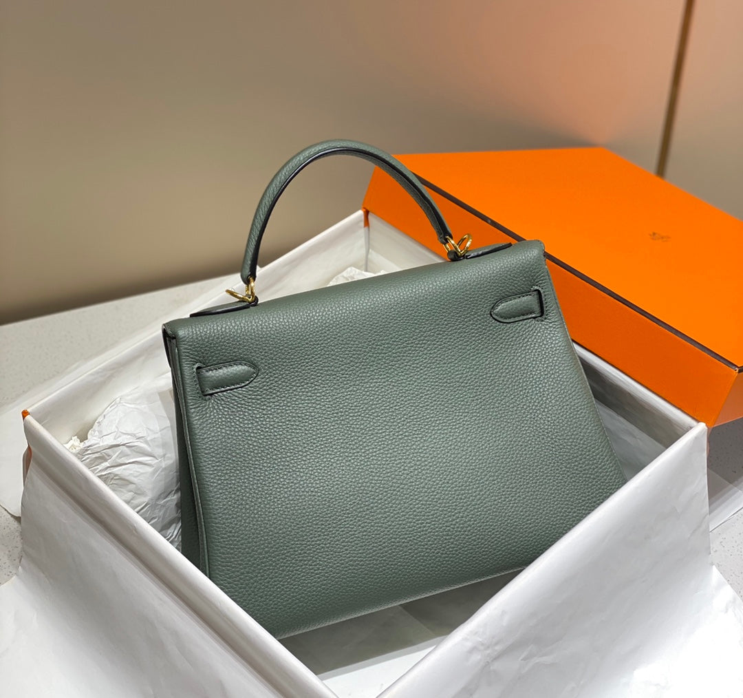 HM KELLY 28CM DARK GREY TOGO GOLD HARDWARE