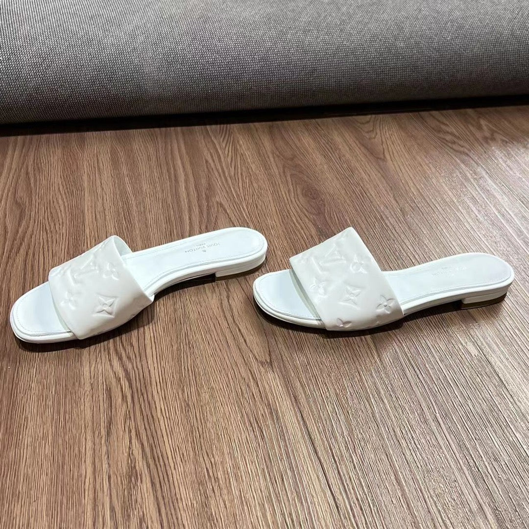 LV Neo Revival Flat Mule 15mm White Cowhide