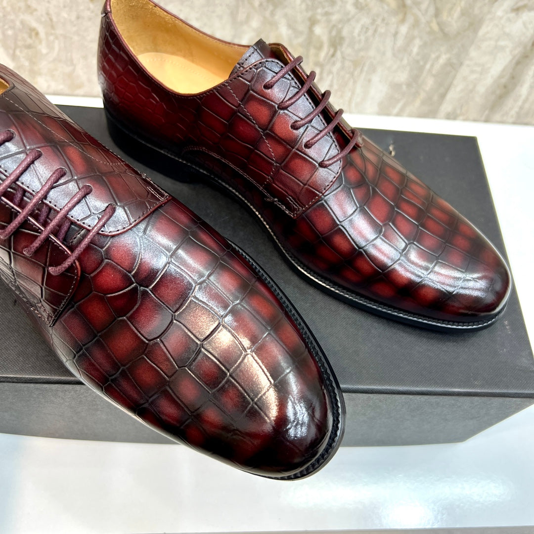 CD CROCODILE MOTIF BASIC OXFORD LAVA COLOR CALFSKIN