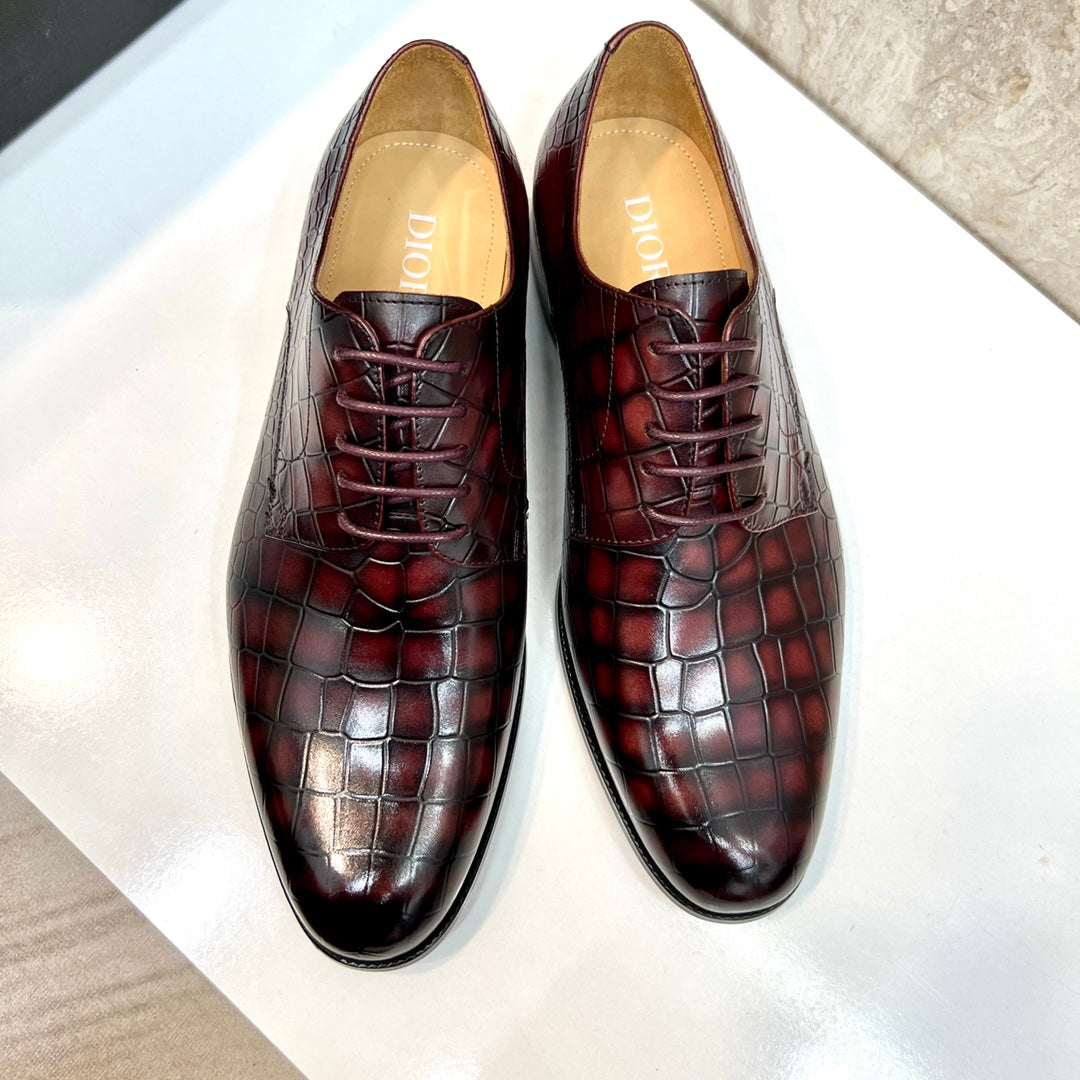 CD CROCODILE MOTIF BASIC OXFORD LAVA COLOR CALFSKIN