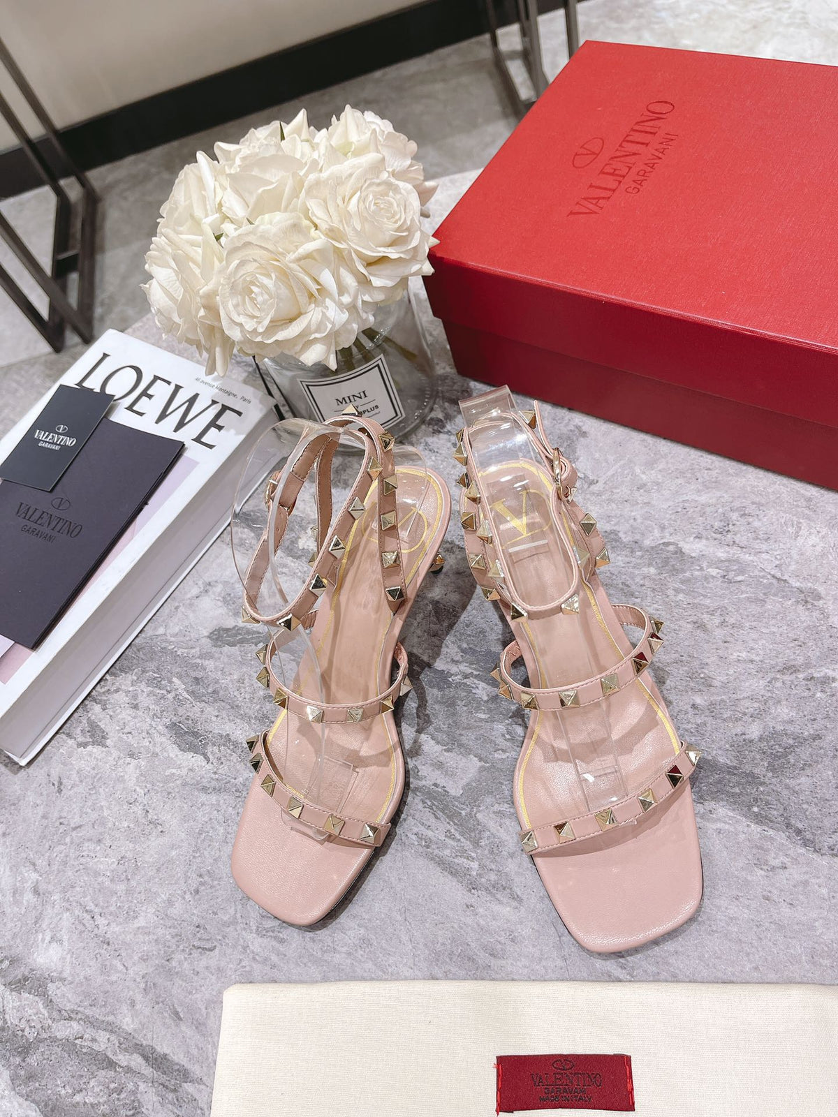 Valentino Rockstud Sandals Heels 95MM Sheepskin