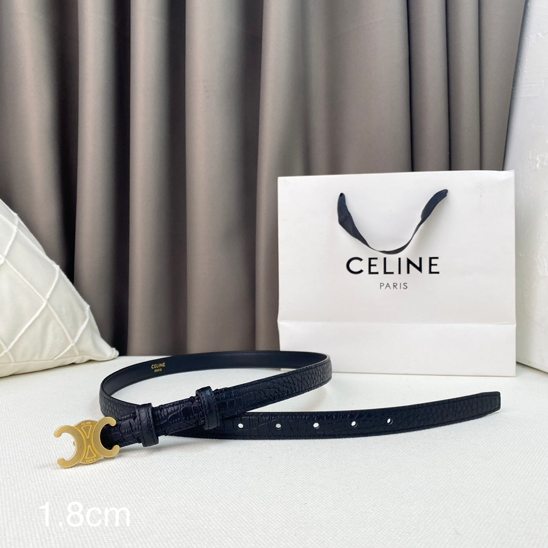CL Belt 18mm Black Crocodile Embossed Calfskin Ghw