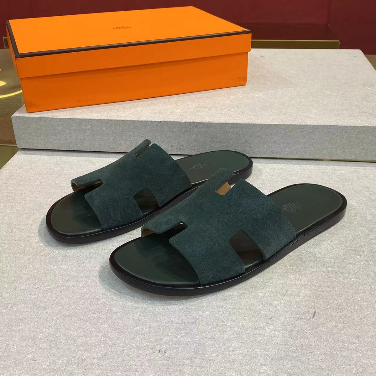 HM Men's Izmir Slide Dark Green Suede 669096