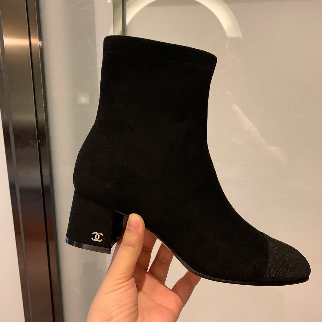 CC Ankle Boots 50mm Black Suede And Lycra Fabric 940055