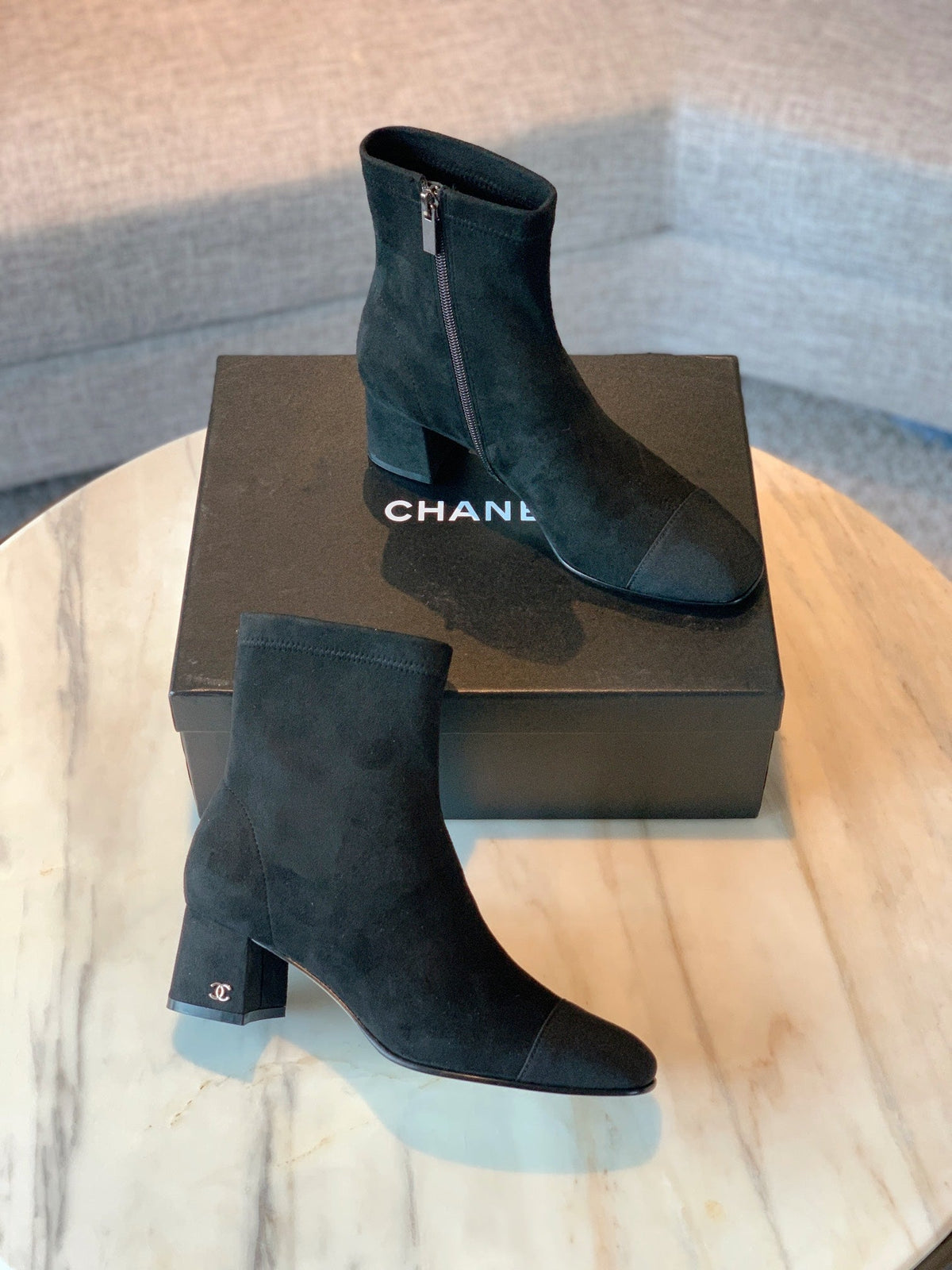CC Ankle Boots 50mm Black Suede And Lycra Fabric 940055