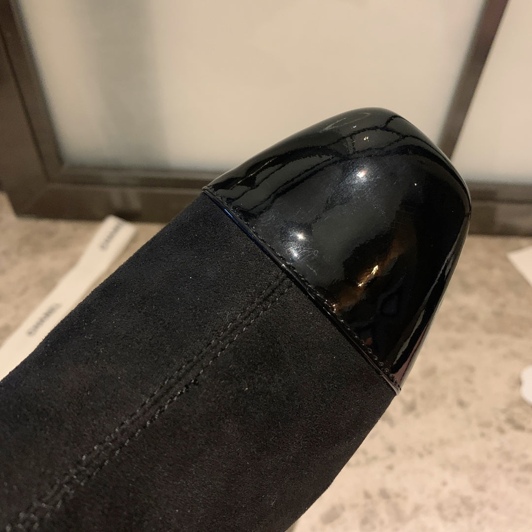 CC Ankle Boots 50mm Black Suede And Glossy Lambskin 940056