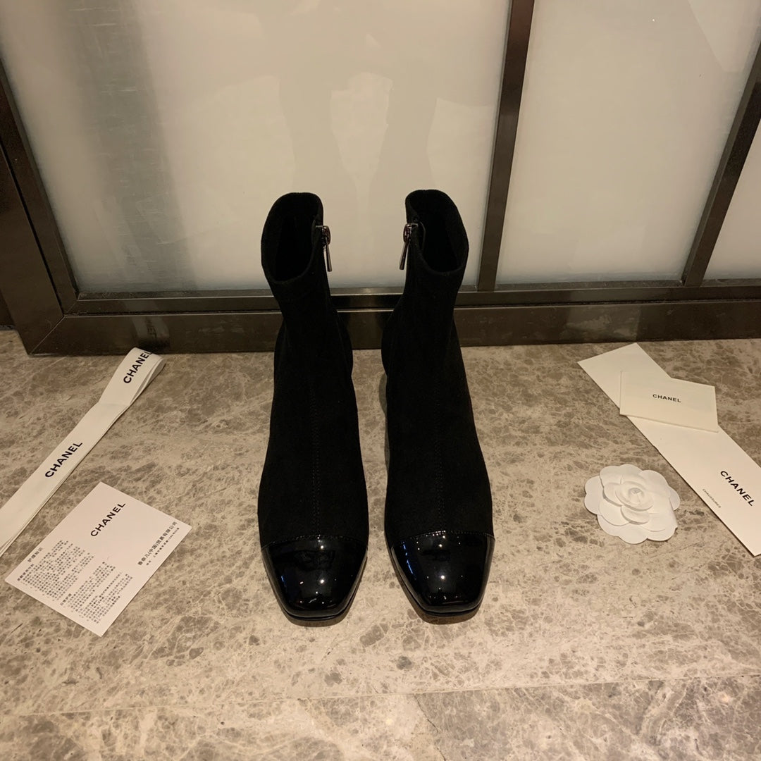 CC Ankle Boots 50mm Black Suede And Glossy Lambskin 940056